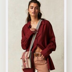 Free People Love Life Linen Top|Size Large